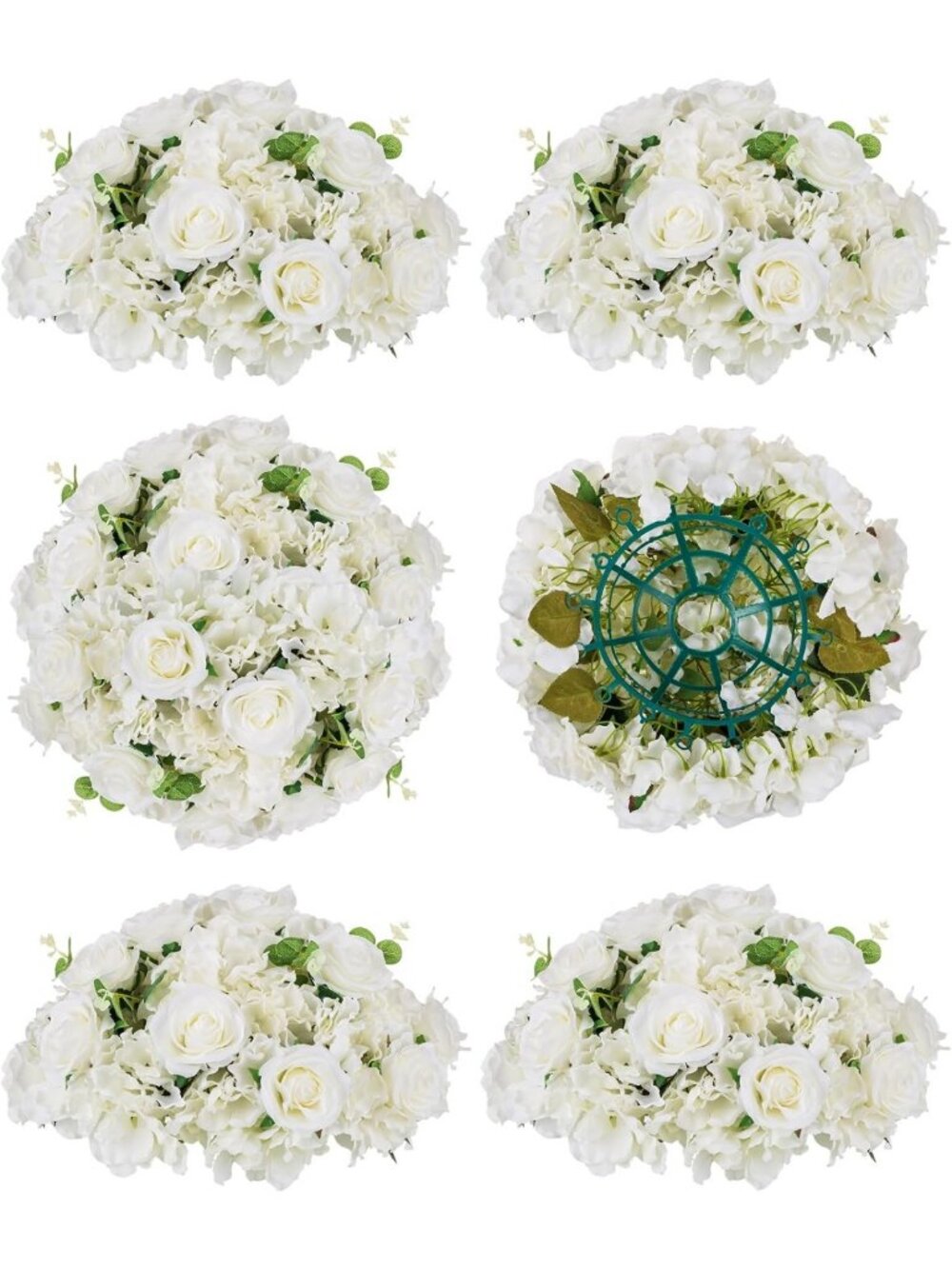 6 Pcs Large White Fake Flower Centerpieces for Wedding Decor & Home Styling